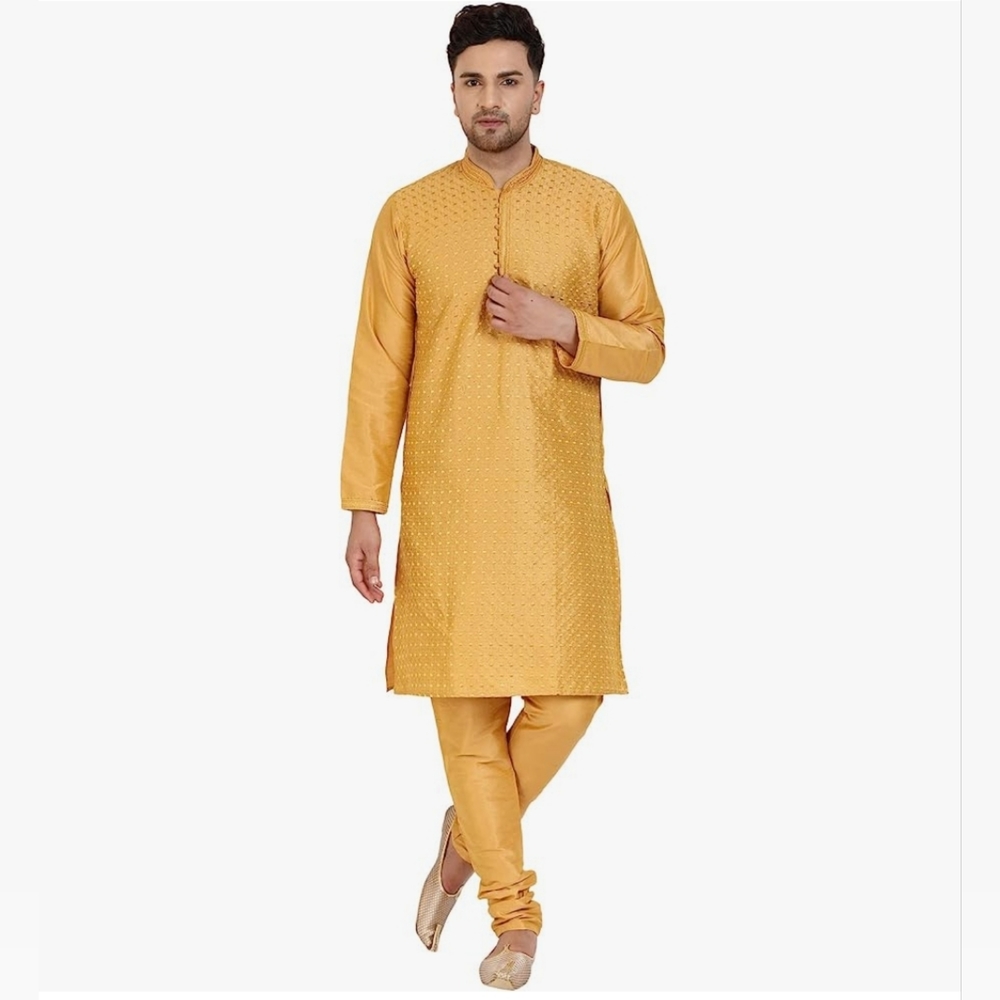 SKAVIJ Men's Tunic Kurta Pyjama Set Party Wear Ethnic Dress Suit